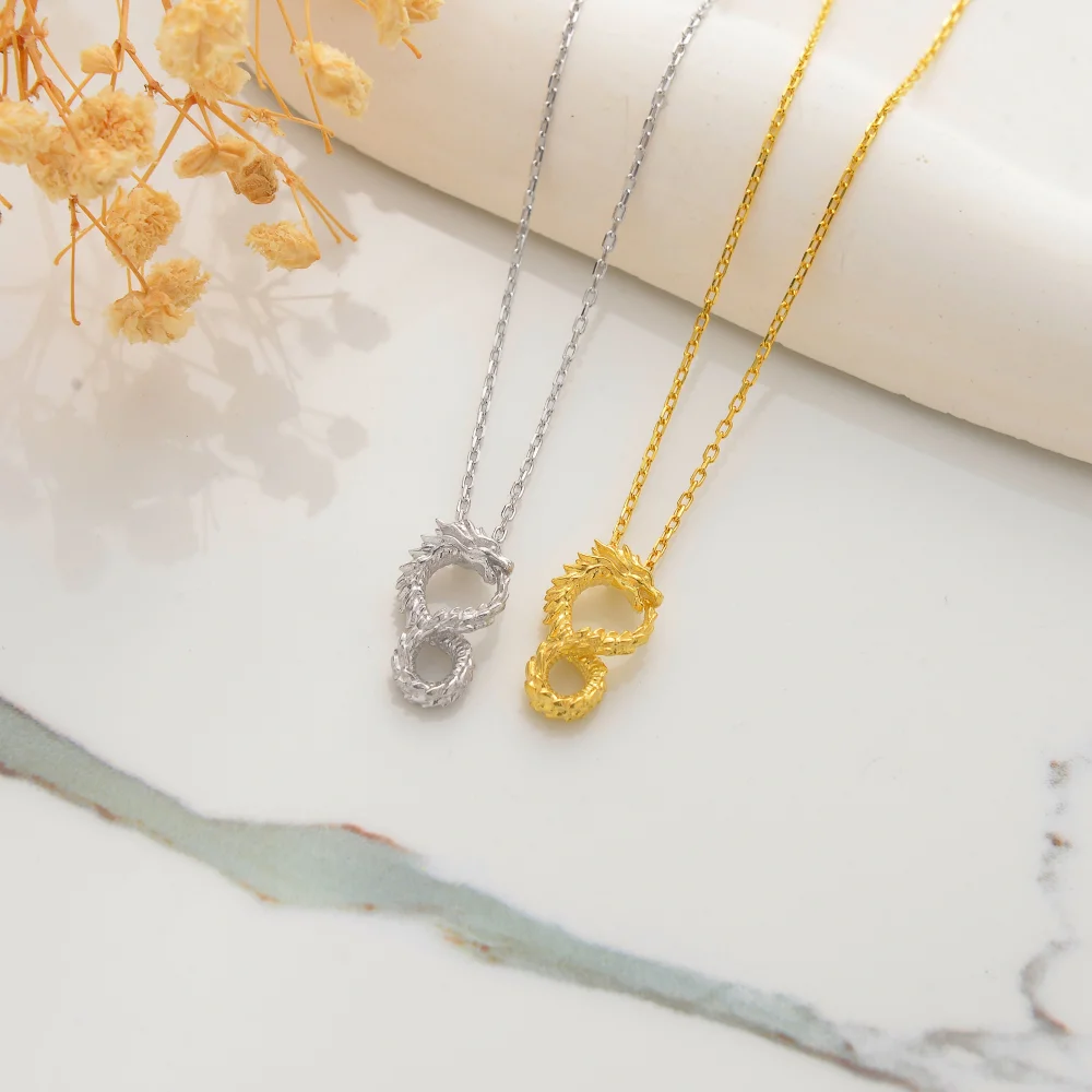 925 Ayar Gümüş Güç ve Sonsuzluk Sembolü Ejderha Kolye