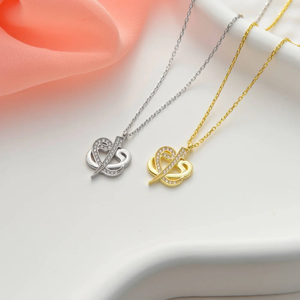 925 Ayar Gümüş İlahi Aşkın Anlamı Elif Vav Kolye