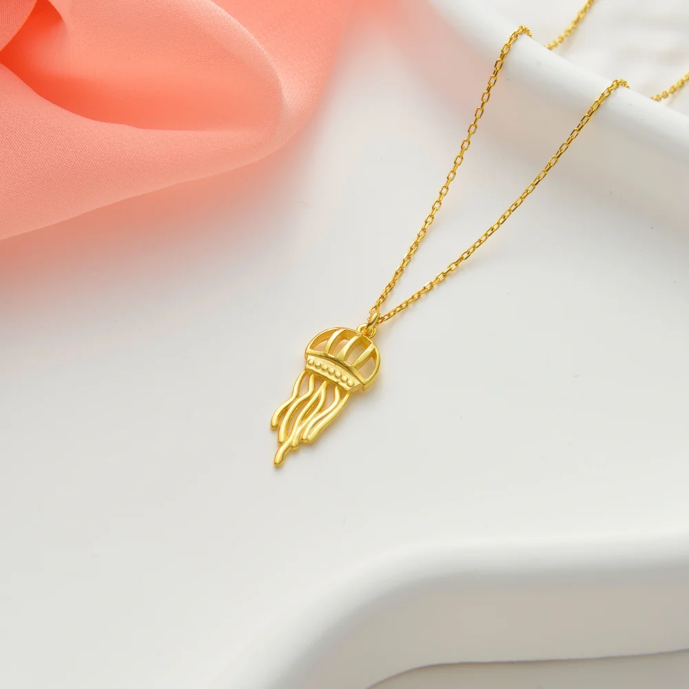 925 Ayar Gümüş Zarif Denizanası Figürlü Kadın Kolye