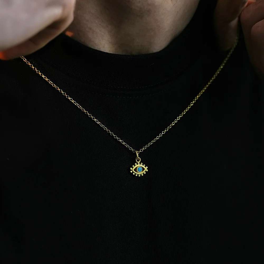 925 Ayar Gümüş Zirkon Taşlı Göz Unısex Kolye