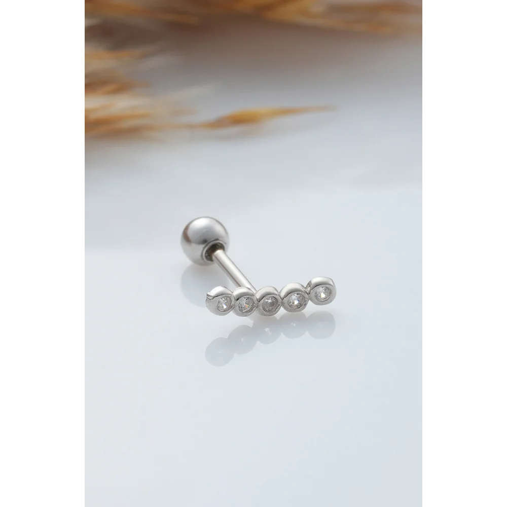 925 Ayar Zirkon Taşlı Minimal Tragus Piercing