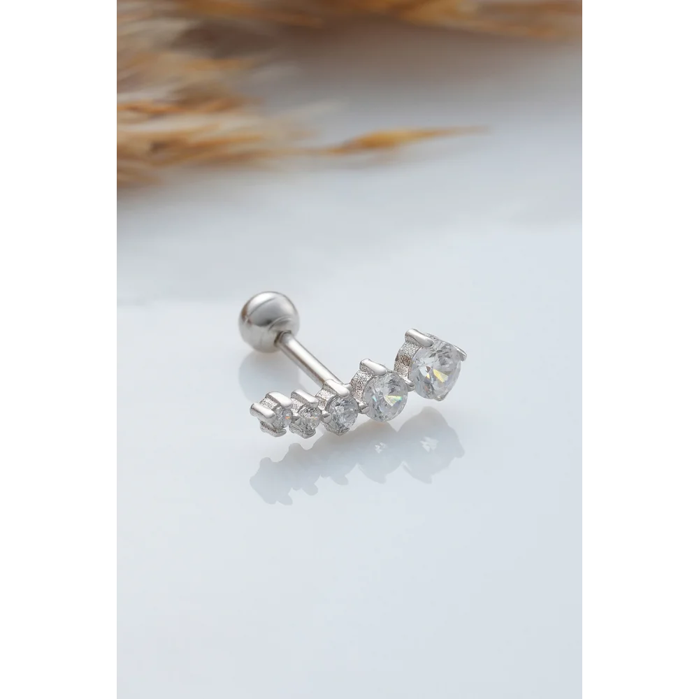 925 Ayar Zirkon Taşlı Minimal Tragus Piercing