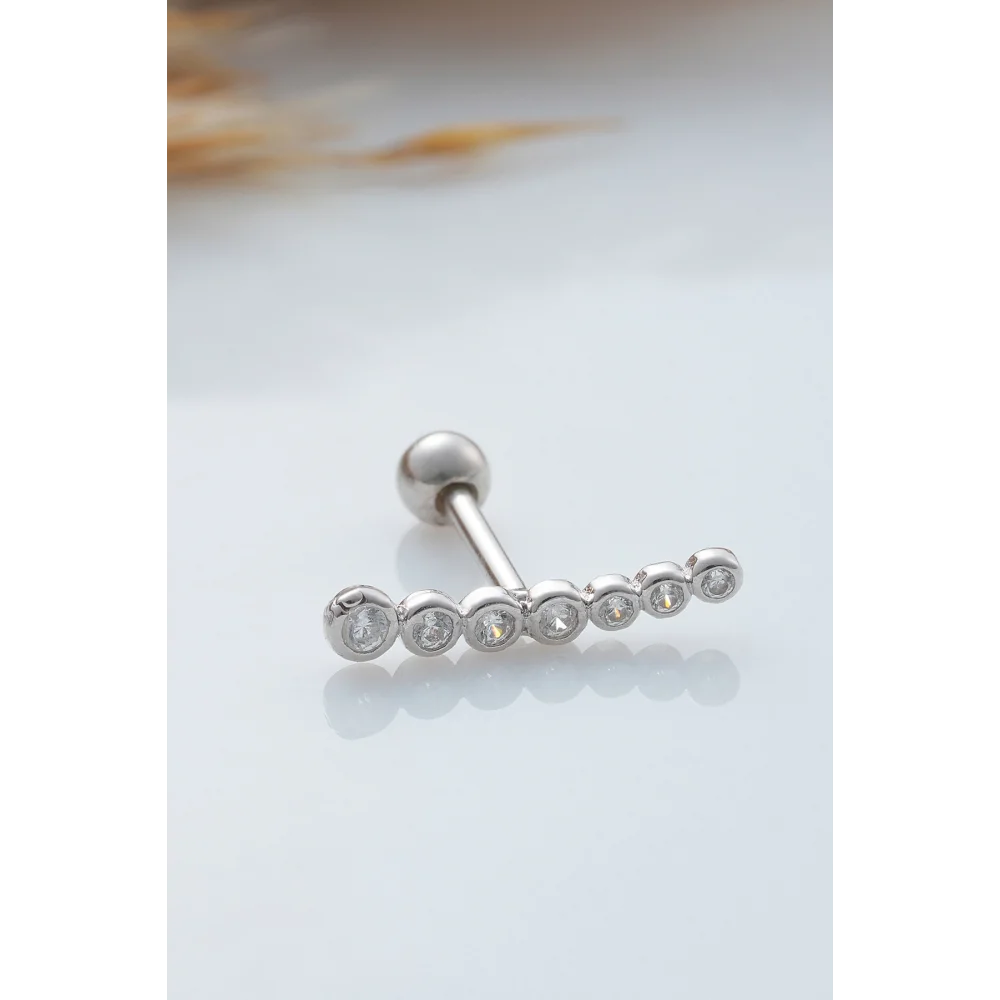 925 Ayar Süzme Yuvarlak Motifli Minimal Tragus Piercing
