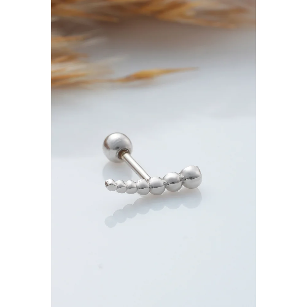925 Ayar Süzme Yuvarlak Motifli Minimal Tragus Piercing