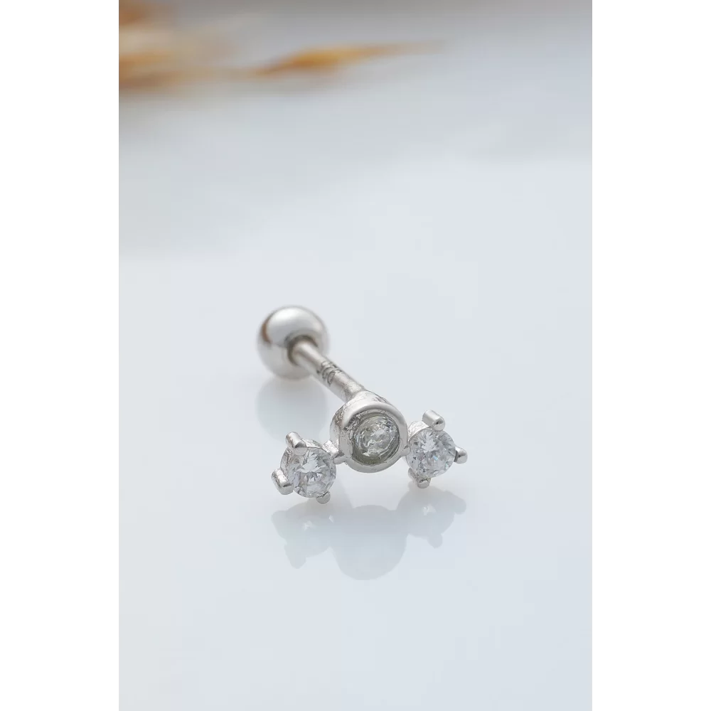 925 Ayar Taşlı Minimal Tragus Piercing