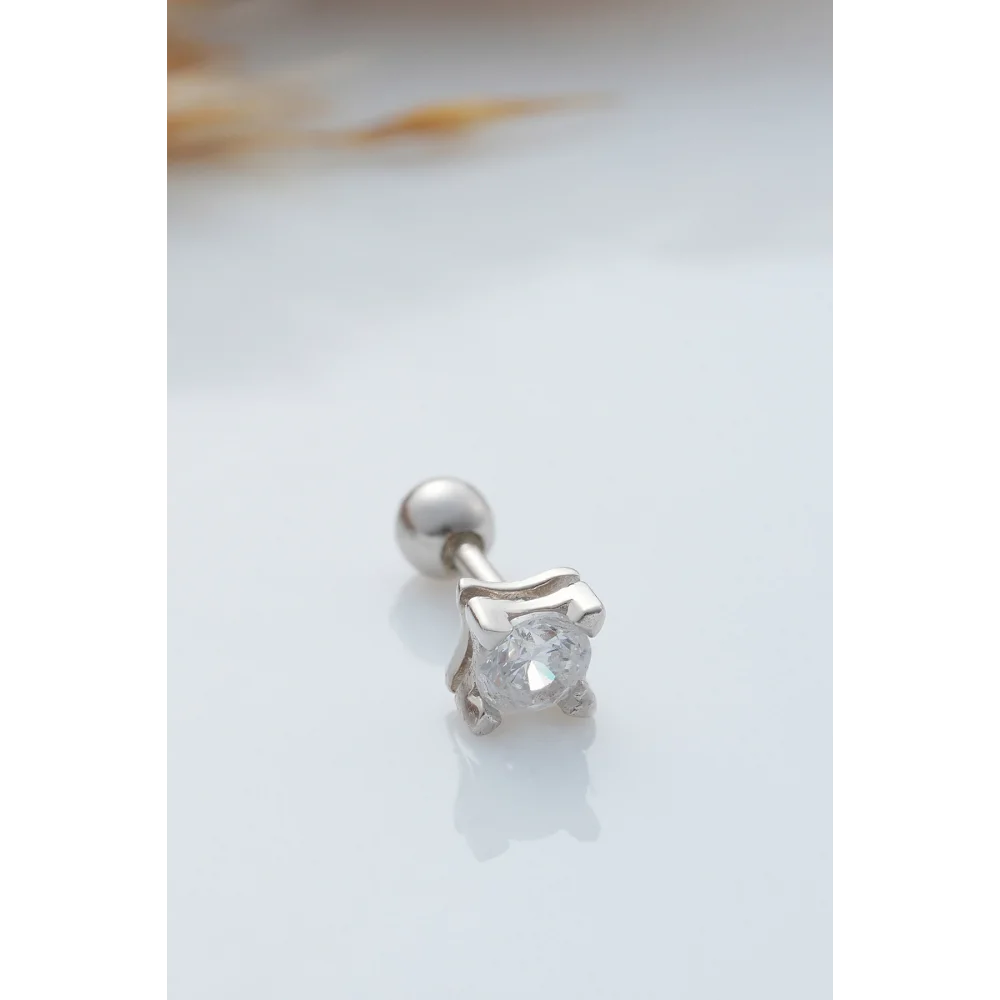 925 Ayar Tek Taş Modeli Minimal Tragus Piercing