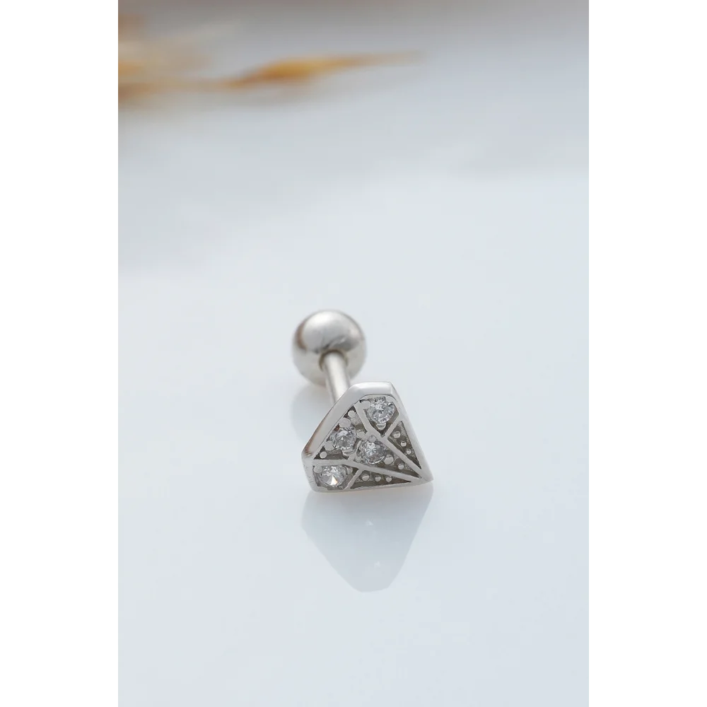 925 Ayar Elmas Modeli Minimal Tragus Piercing