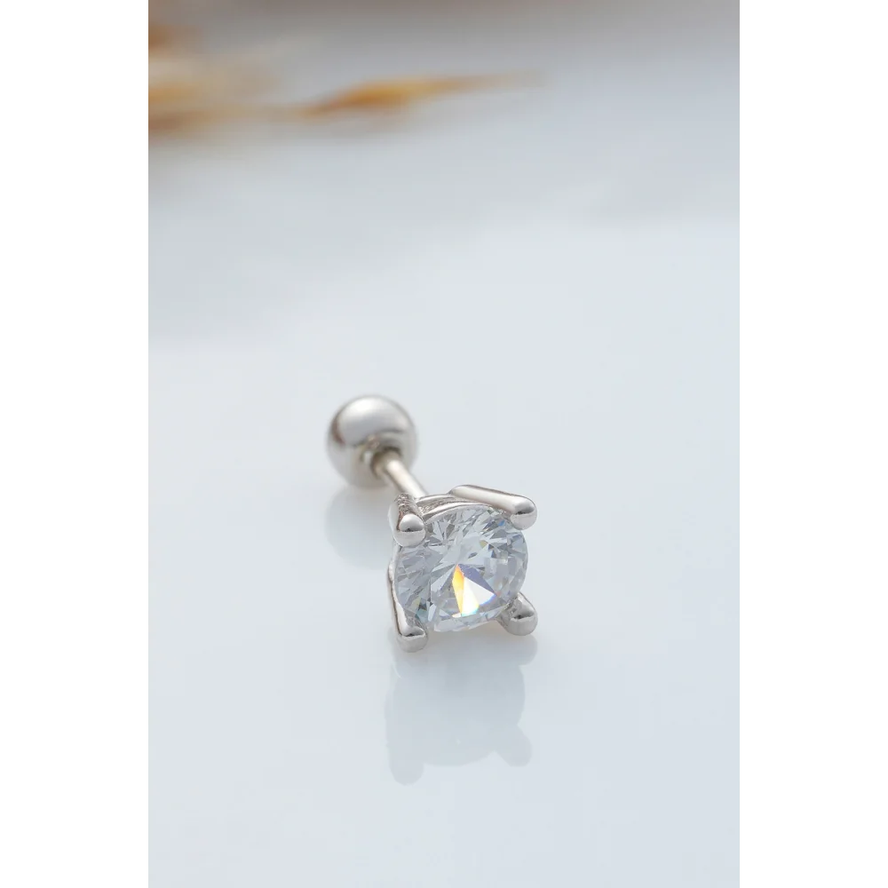 925 Ayar Tek Taş Modeli Minimal Tragus Piercing