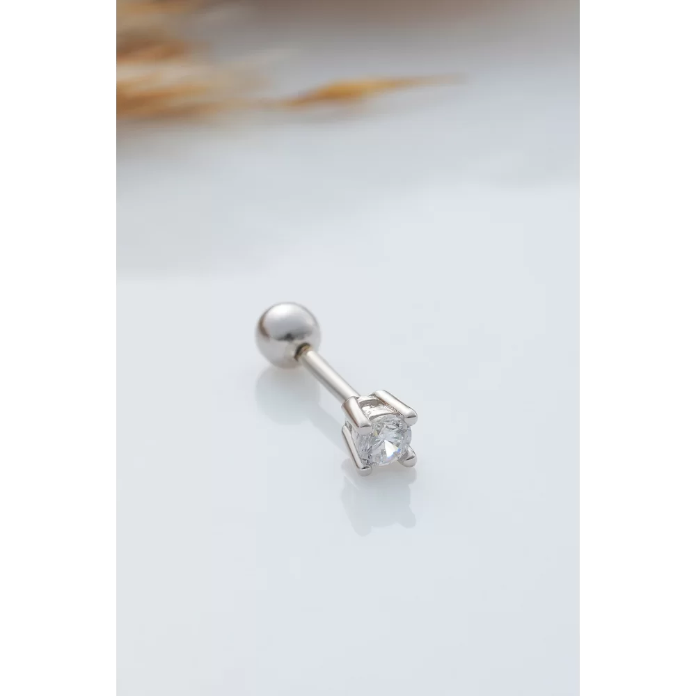 925 Ayar Tek Taş Modeli Minimal Tragus Piercing