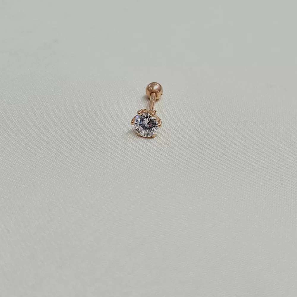 925 Ayar Tek Taş Modeli Minimal Tragus Piercing