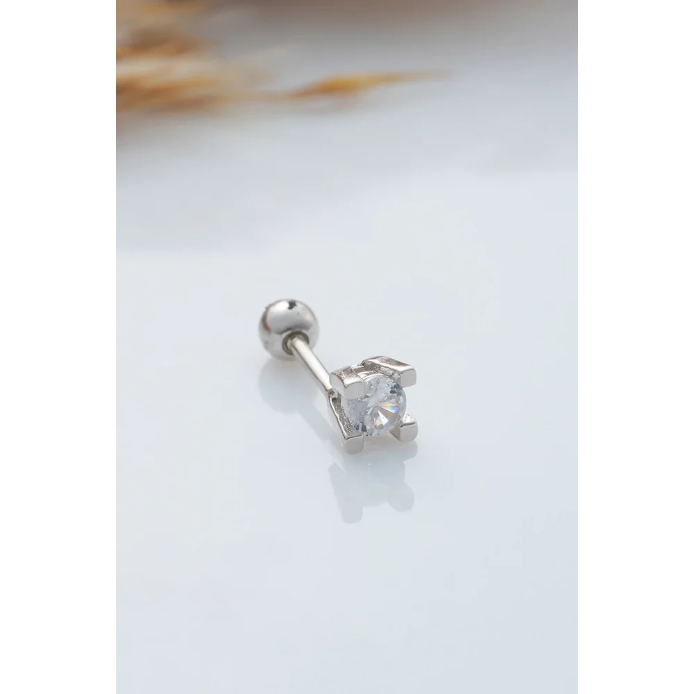 925 Ayar Tek Taş Modeli Minimal Tragus Piercing