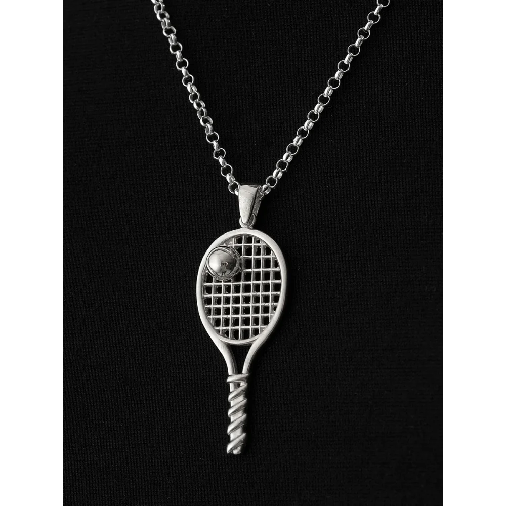 925 Ayar Tenis Raketi Topu Kolye