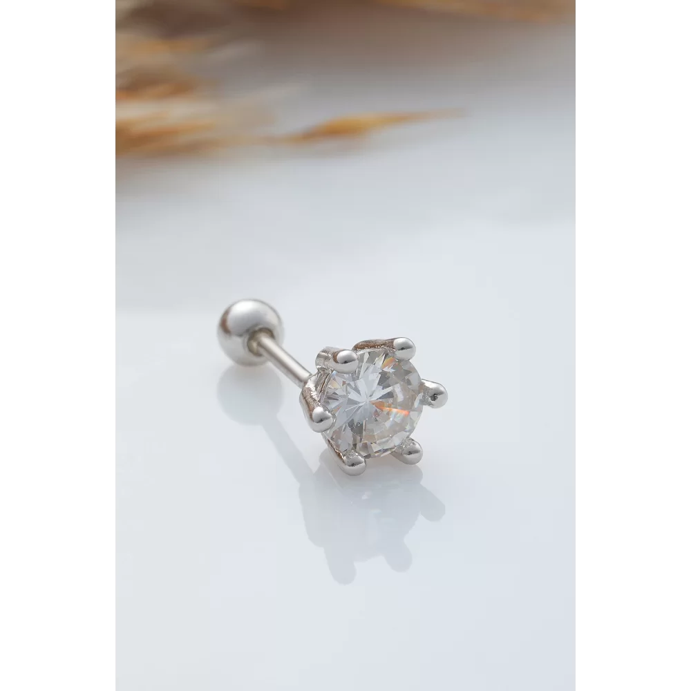 925 Ayar Tek Taş Minimal Tragus Piercing