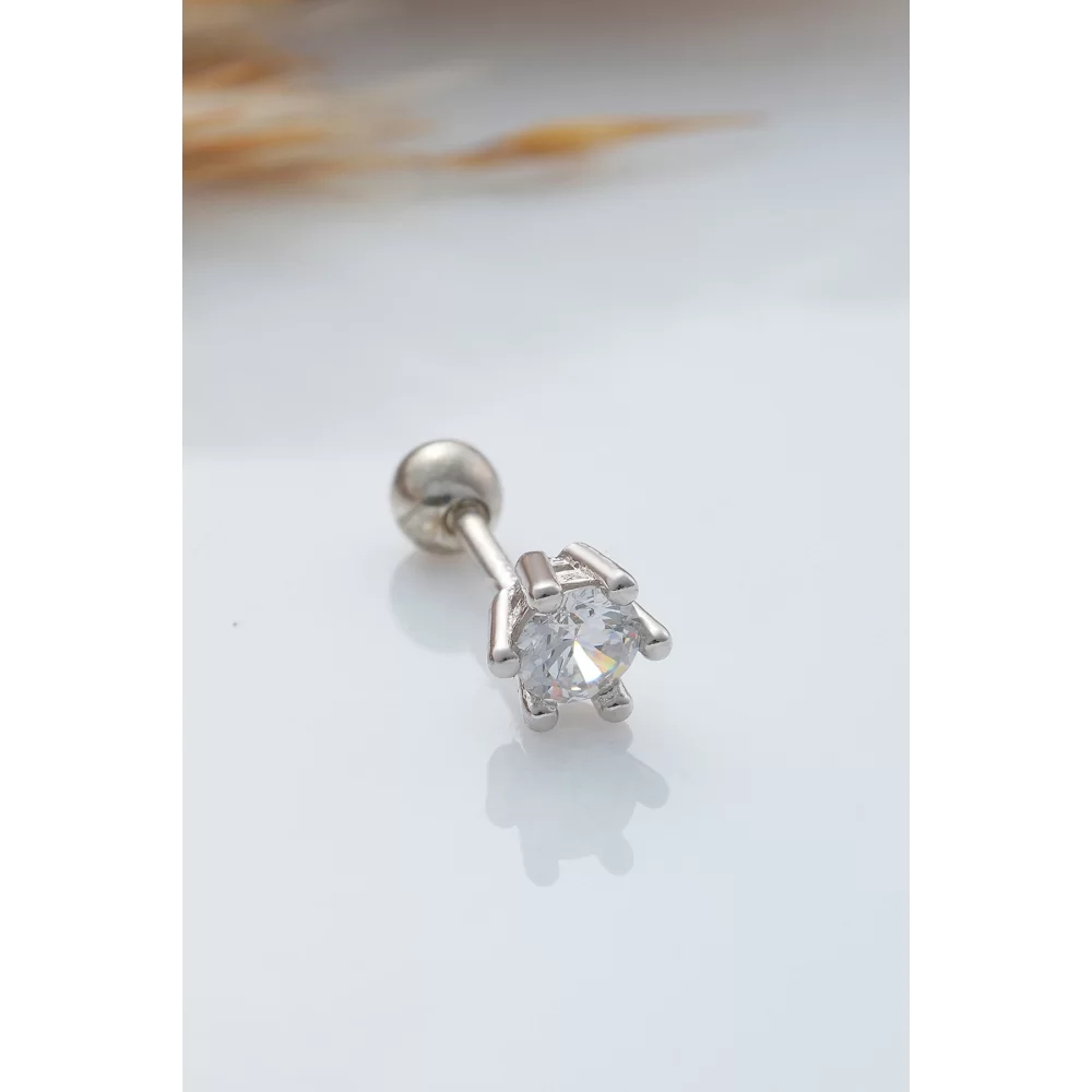 925 Ayar Tek Taş Minimal Tragus Piercing