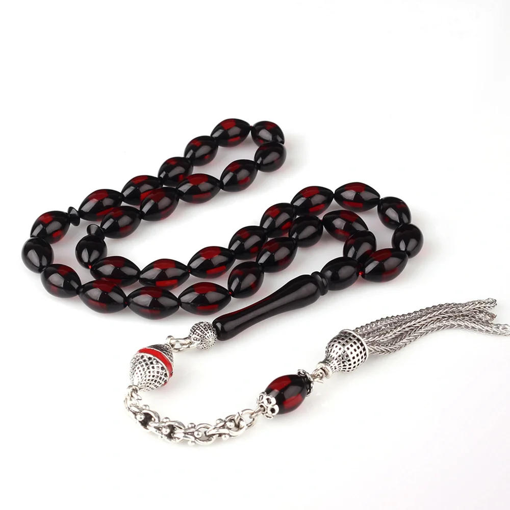 Alpaga Mine Püsküllü Sürmeli Model Ateş Kehribar Tesbih