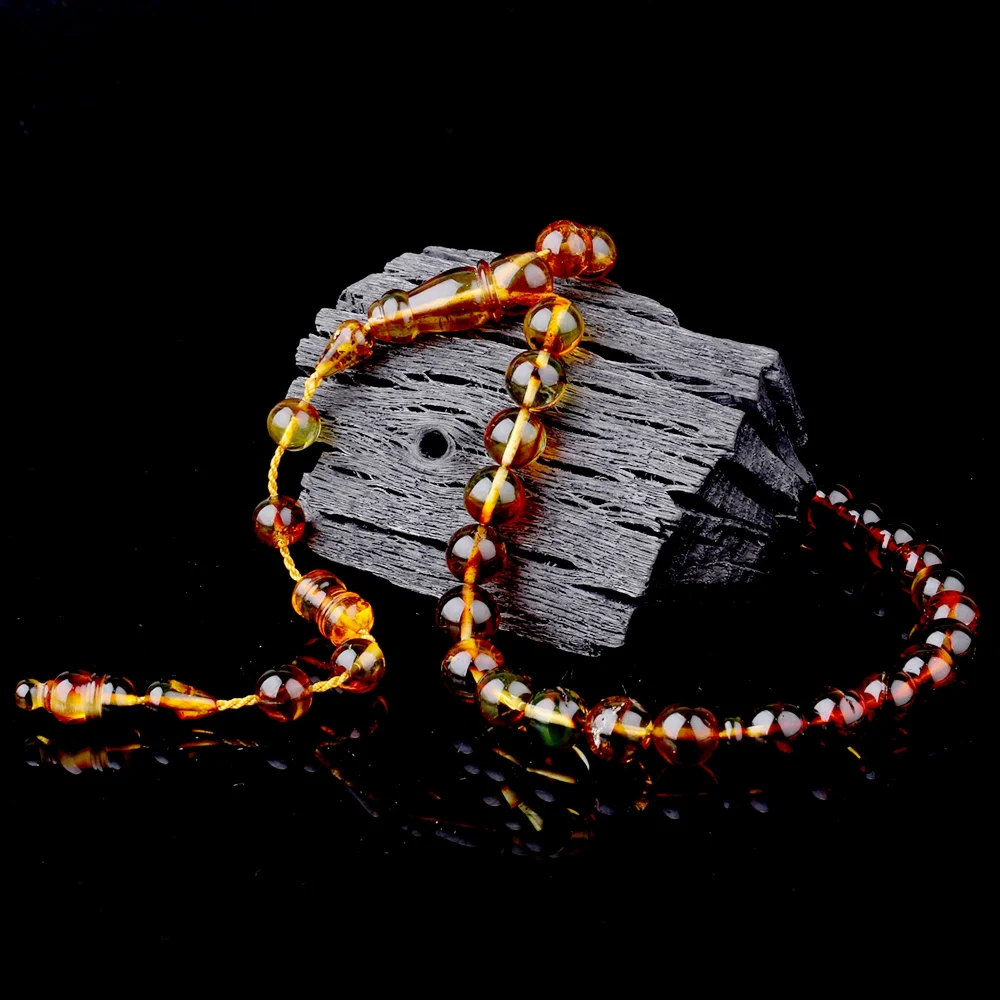 Küre Kesim Sistem Fosilli Damla Kehribar Tesbih