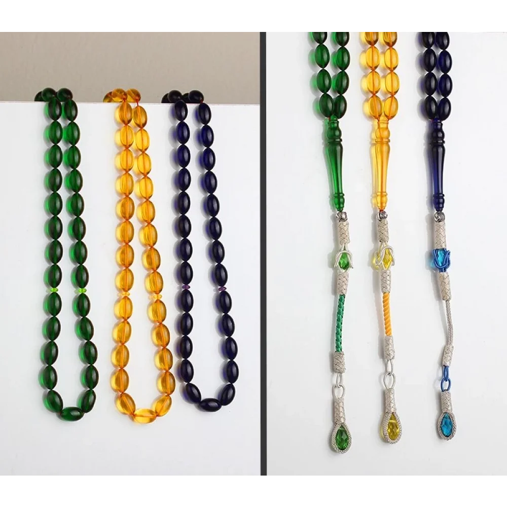 Üçlü Sıkma Kehribar Tesbih Seti