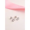 925 Ayar Gümüş Zirkon Taşlı Tek Taş Küpe - Silver