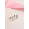 925 Ayar Gümüş Kedi Figürlü Küpe - Silver