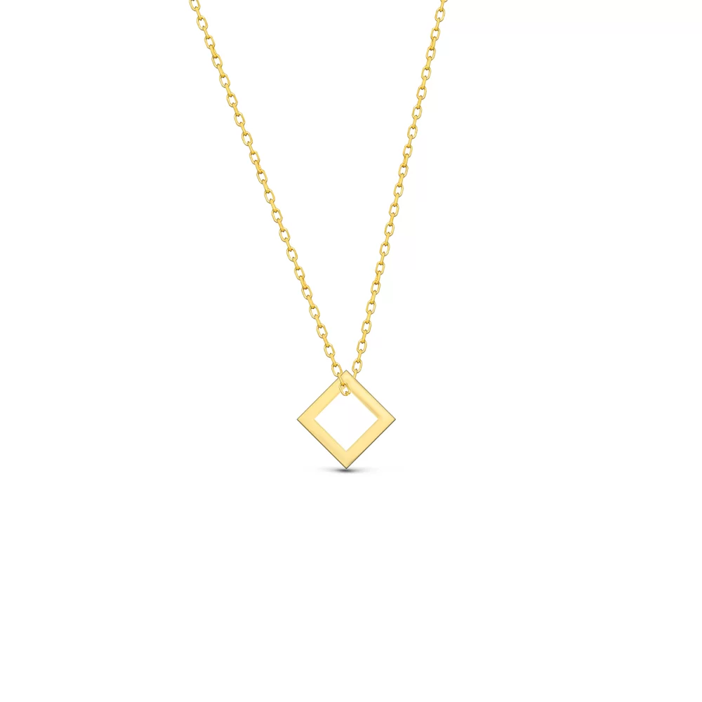 925 Ayar Gümüş Kare Kolye - Gold