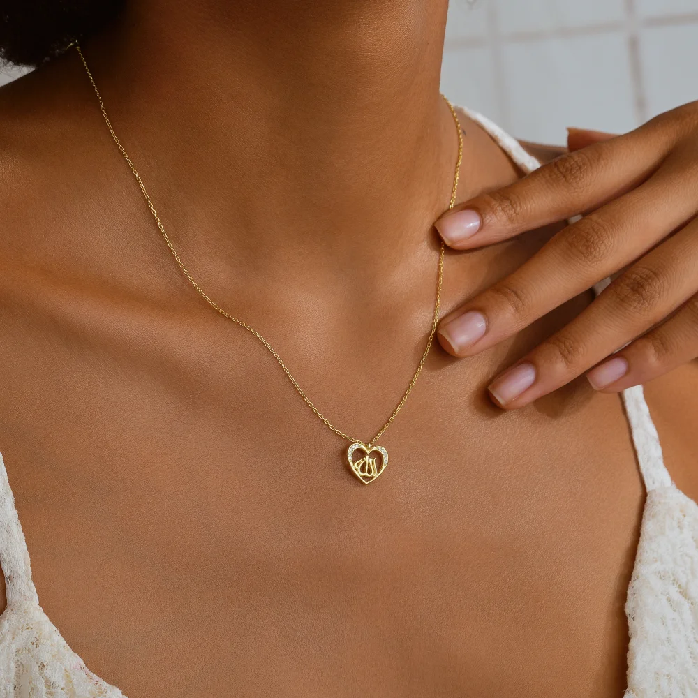 925 Ayar Gümüş Allah Yazılı Işıltılı Kolye