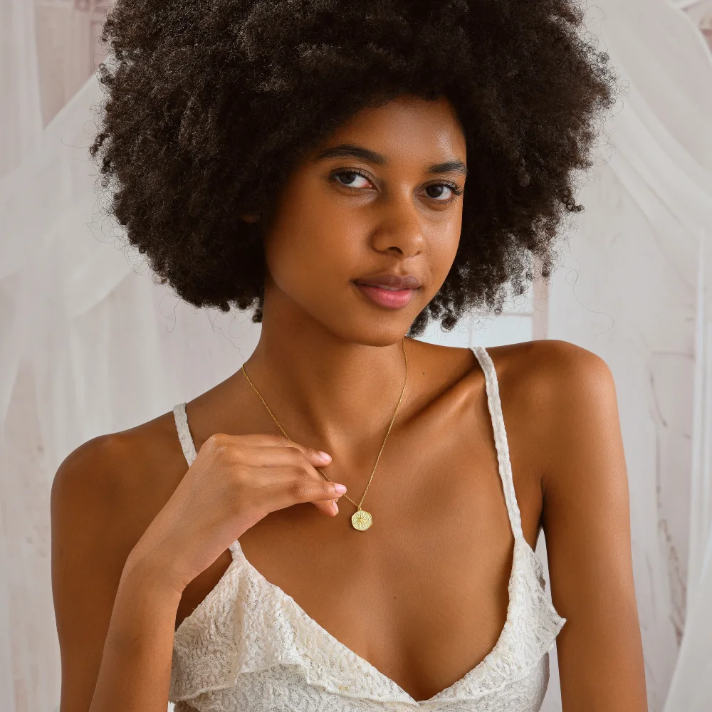 925 Ayar Gümüş Antik Dokulu Kuzey Yıldızı Kolye