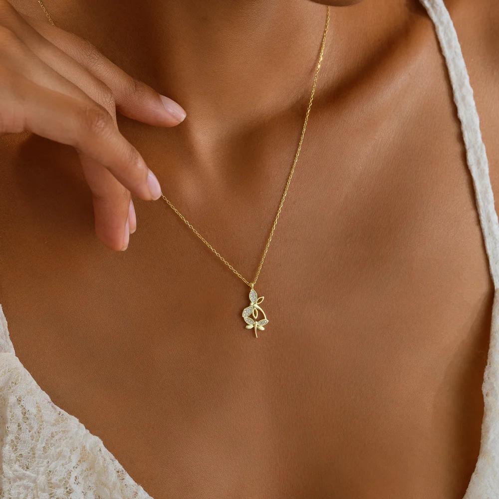 925 Ayar Gümüş Çift Yusufçuk Kolye