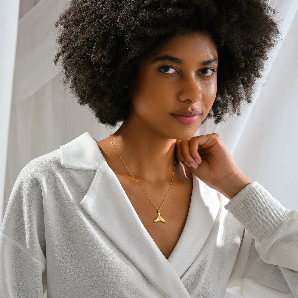 925 Ayar Gümüş Dengeli Yaşam Sembolü Balina Kuyruğu Kolye