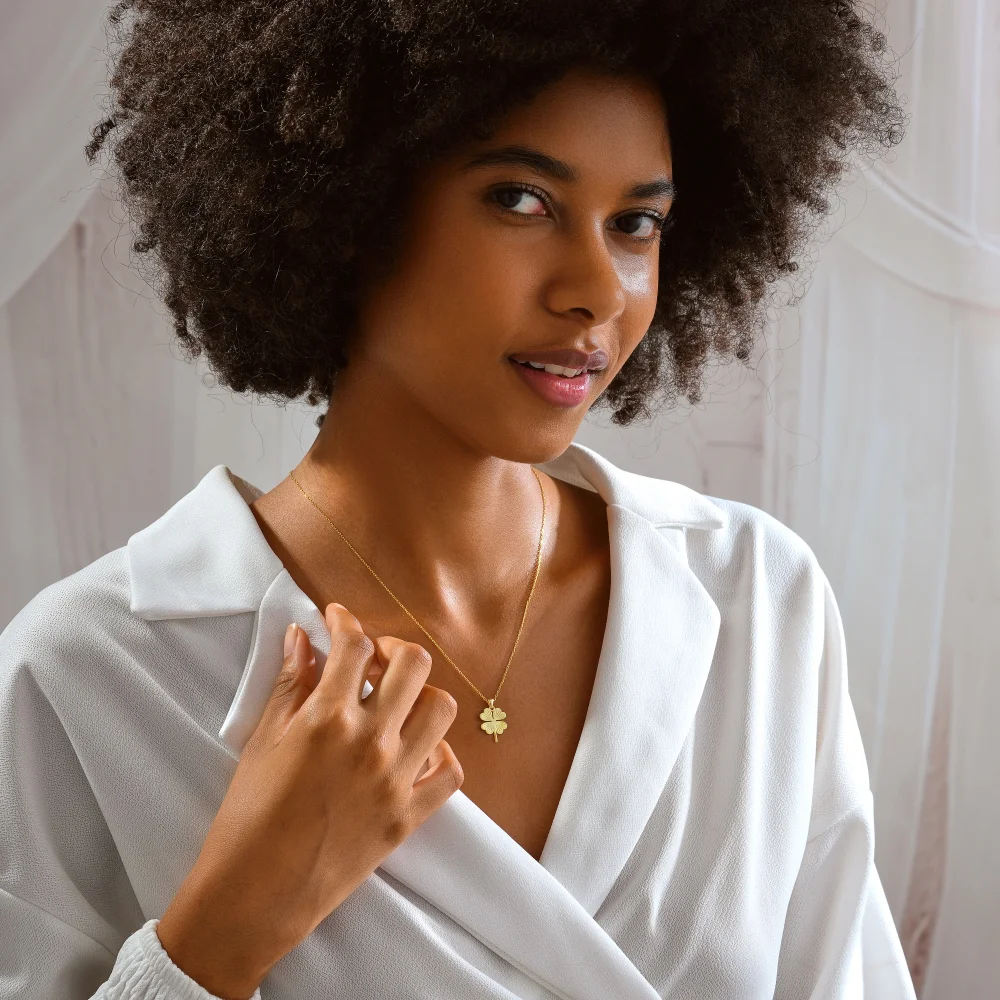 925 Ayar Gümüş Dört Yapraklı Yonca Kolye