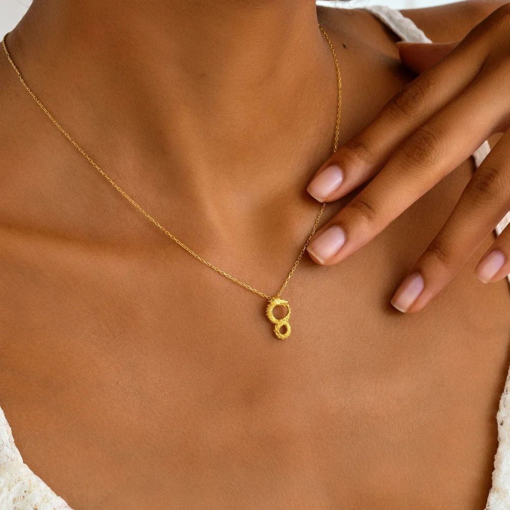 925 Ayar Gümüş Güç ve Sonsuzluk Sembolü Ejderha Kolye