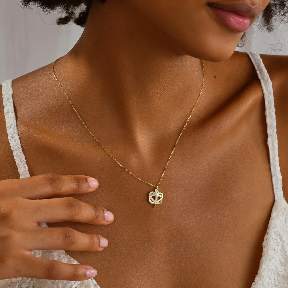 925 Ayar Gümüş İlahi Aşkın Anlamı Elif Vav Kolye