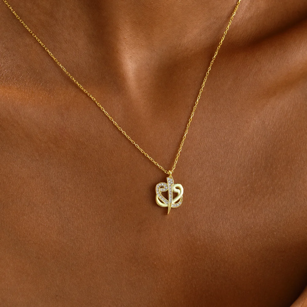 925 Ayar Gümüş İlahi Aşkın Anlamı Elif Vav Kolye