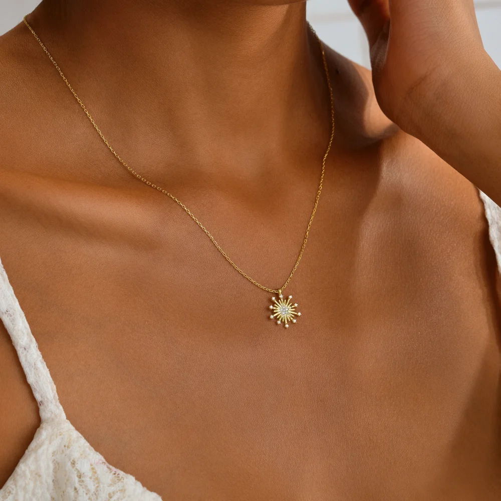 925 Ayar Gümüş Işıltılı Kar Tanesi Kolye