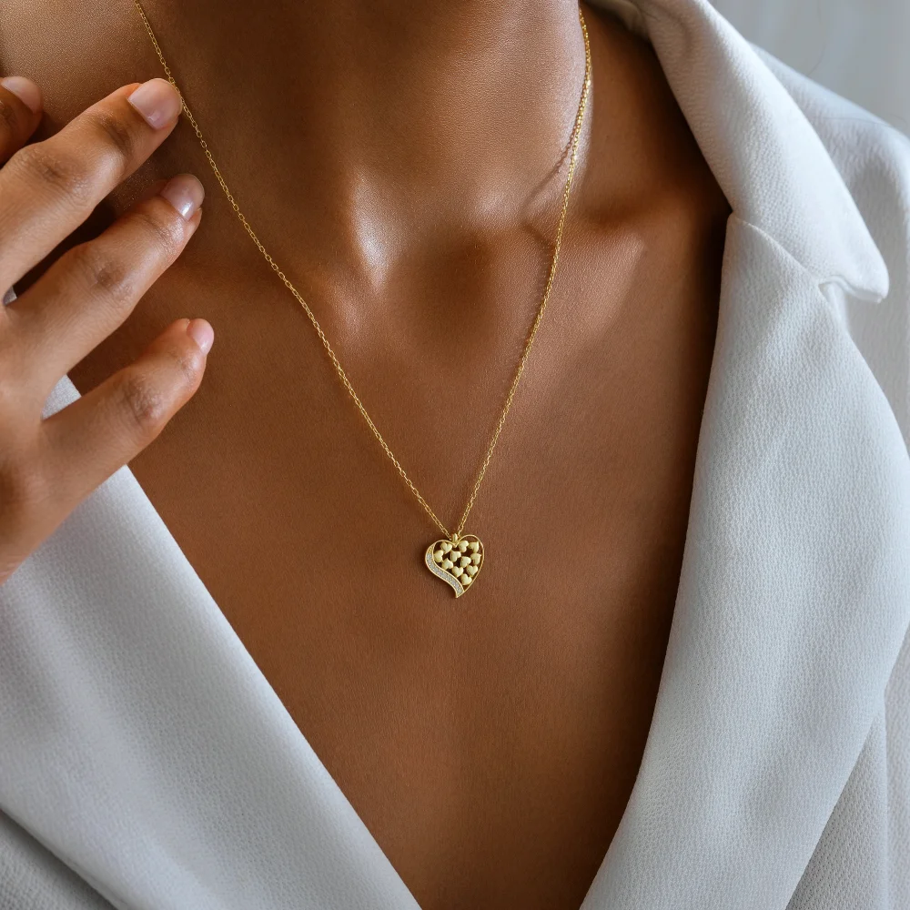 925 Ayar Gümüş Kalpler Mozaiği Kolye