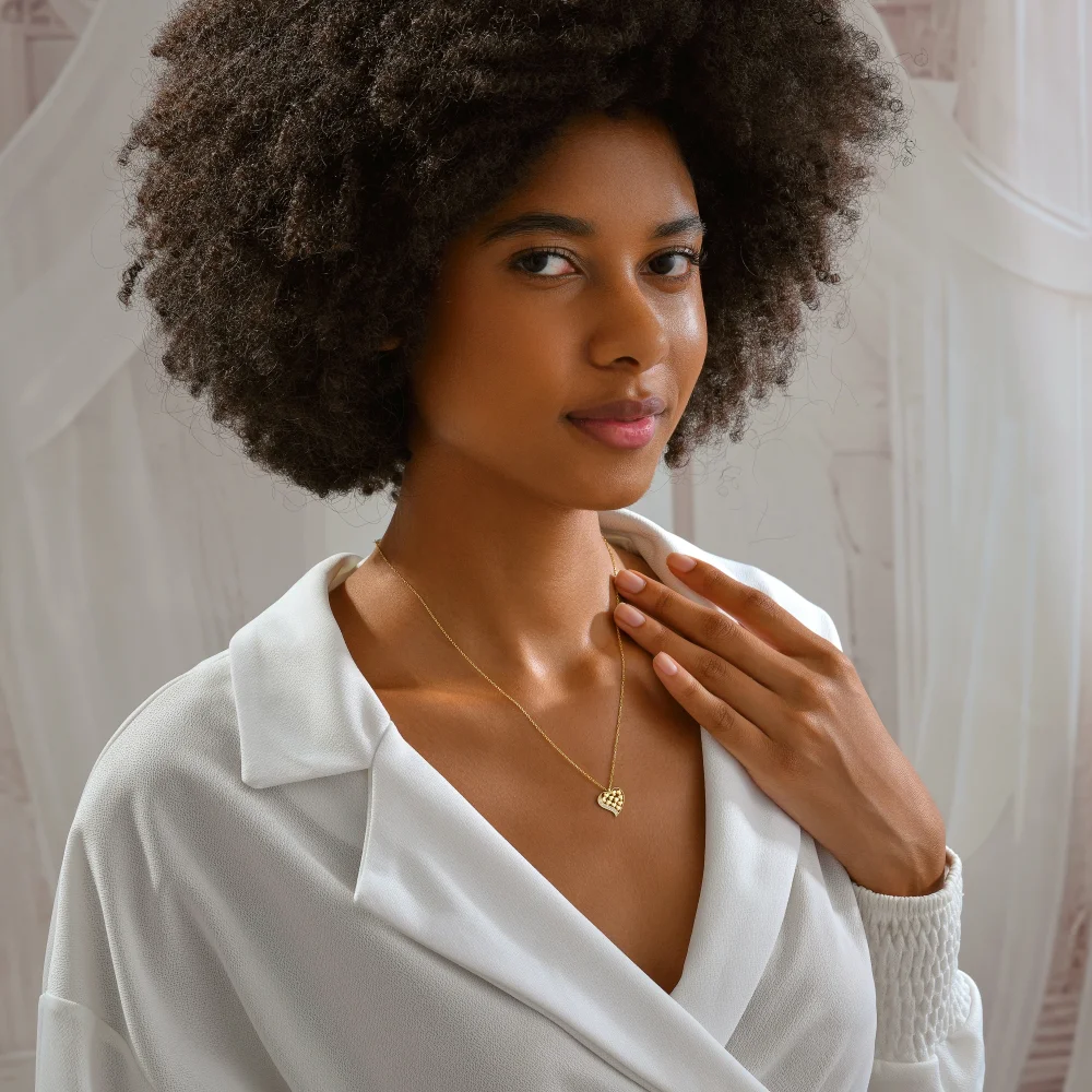 925 Ayar Gümüş Kalpler Mozaiği Kolye