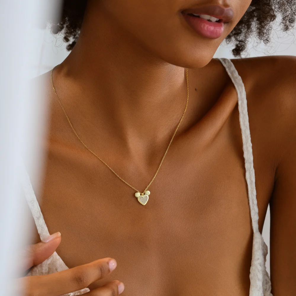 925 Ayar Gümüş Kalpli Mickey Kolye