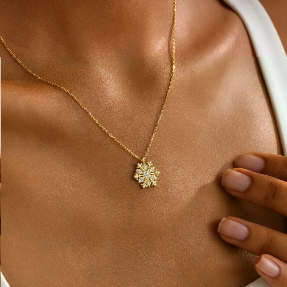 925 Ayar Gümüş Kar Tanesi Kolye