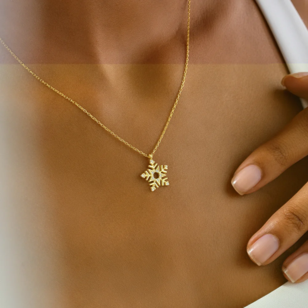 925 Ayar Gümüş Kar Tanesi Kolye