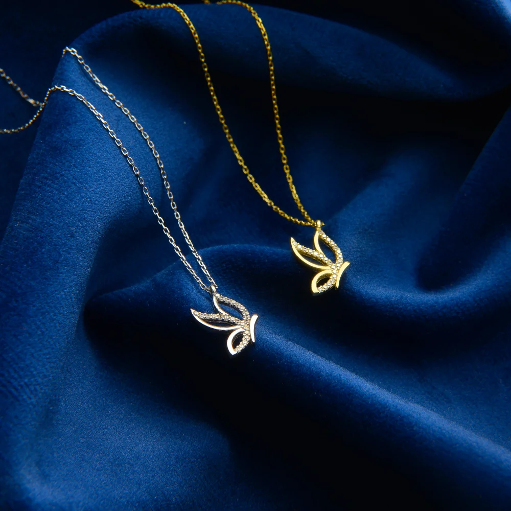 925 Ayar Gümüş Kelebek Kanadı Kolye