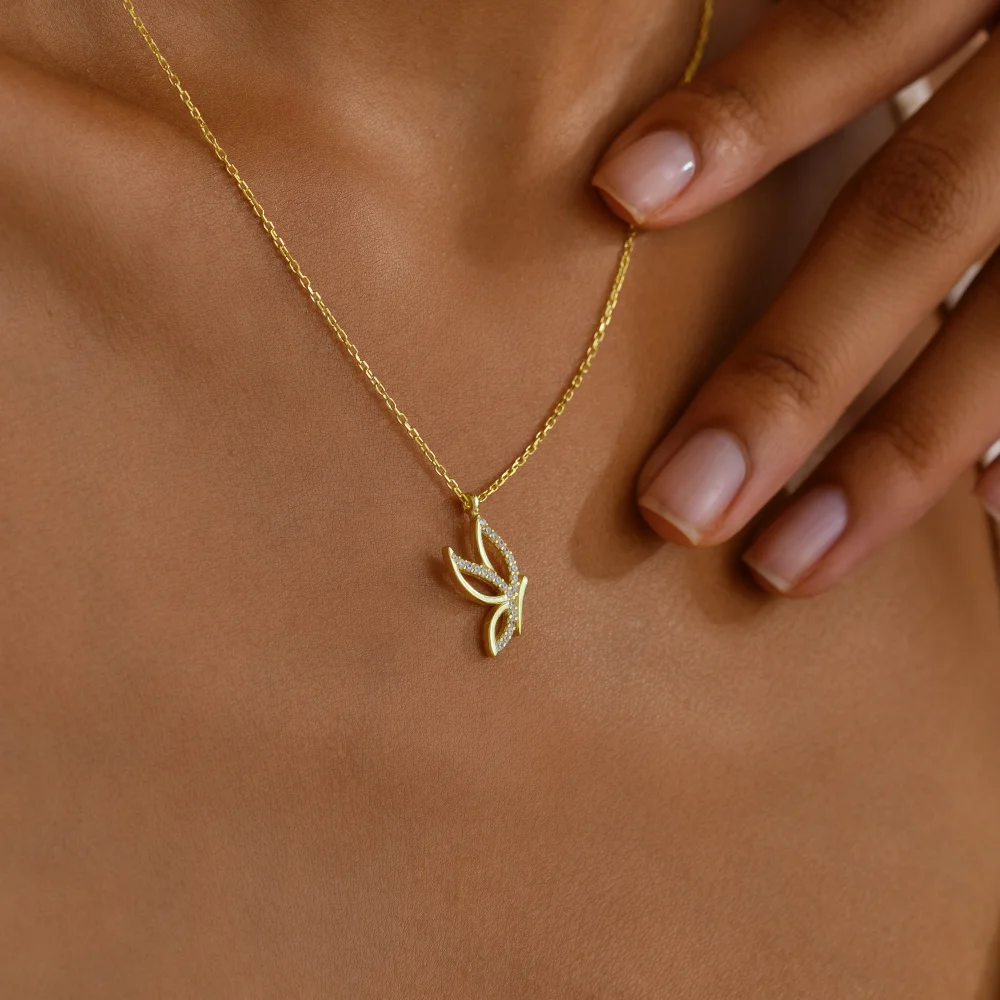 925 Ayar Gümüş Kelebek Kanadı Kolye