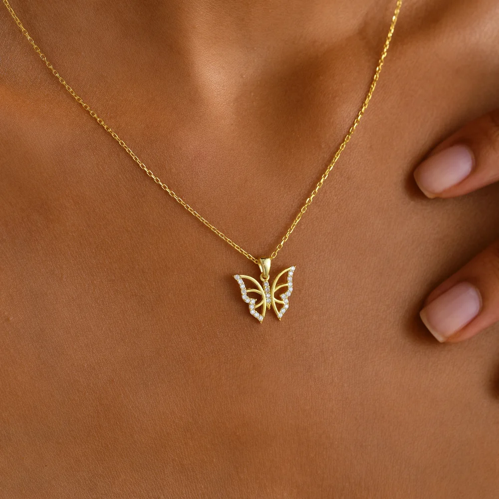 925 Ayar Gümüş Kelebek Kolye