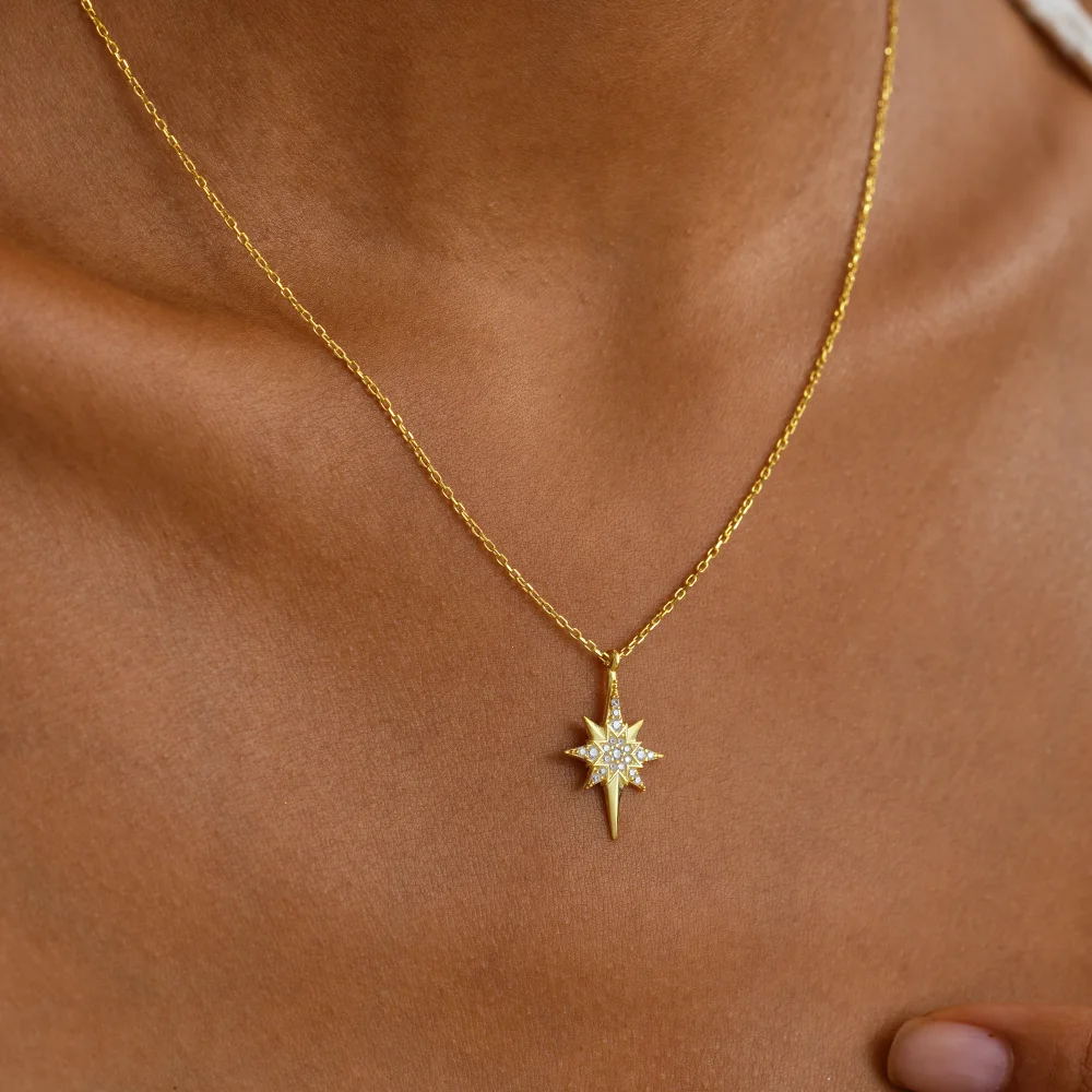 925 Ayar Gümüş Kuzey Yıldızı Kolye