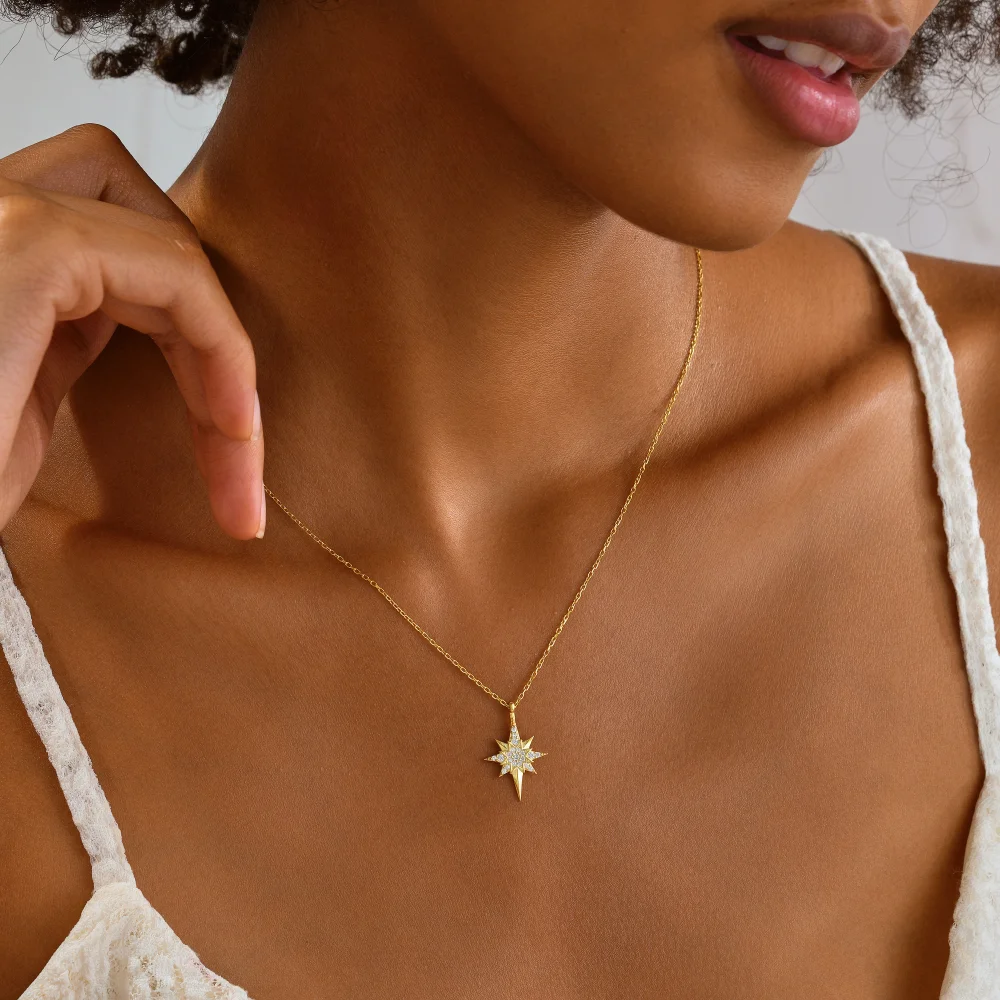 925 Ayar Gümüş Kuzey Yıldızı Kolye