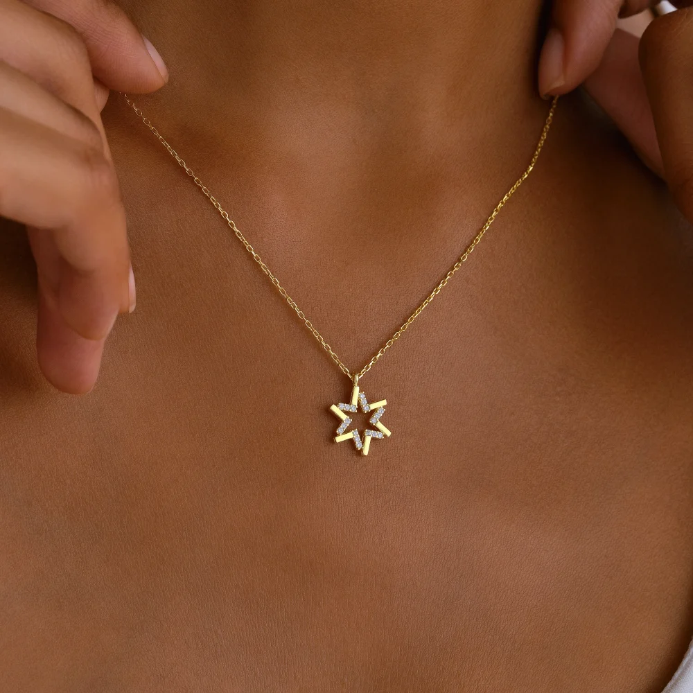 925 Ayar Gümüş Modern Yıldız Kolye