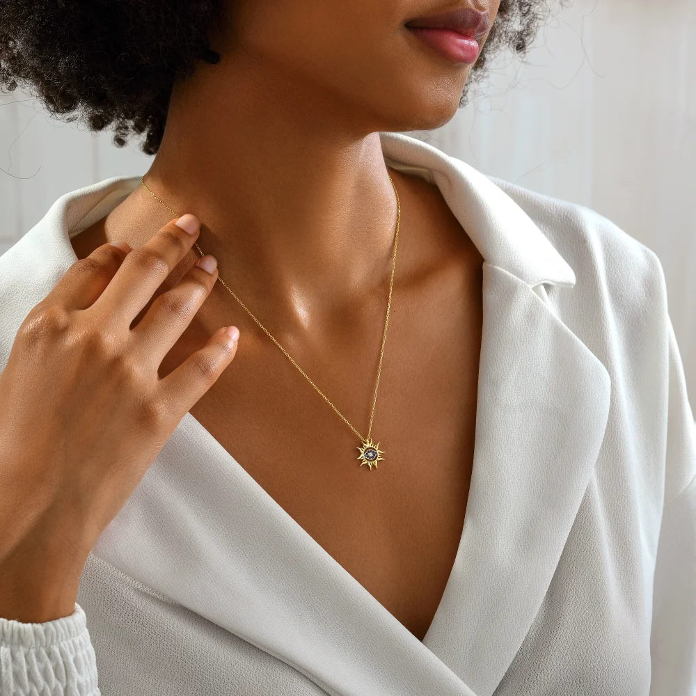 925 Ayar Gümüş Nazar Güneşi Kolye