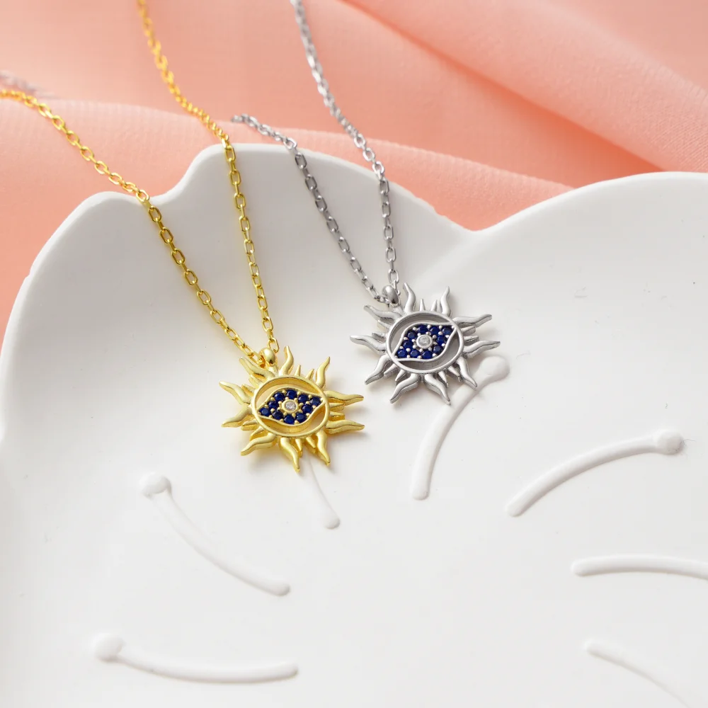 925 Ayar Gümüş Nazar Güneşi Kolye