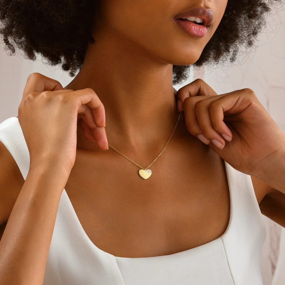 925 Ayar Gümüş Parıltılı Kalp Kolye