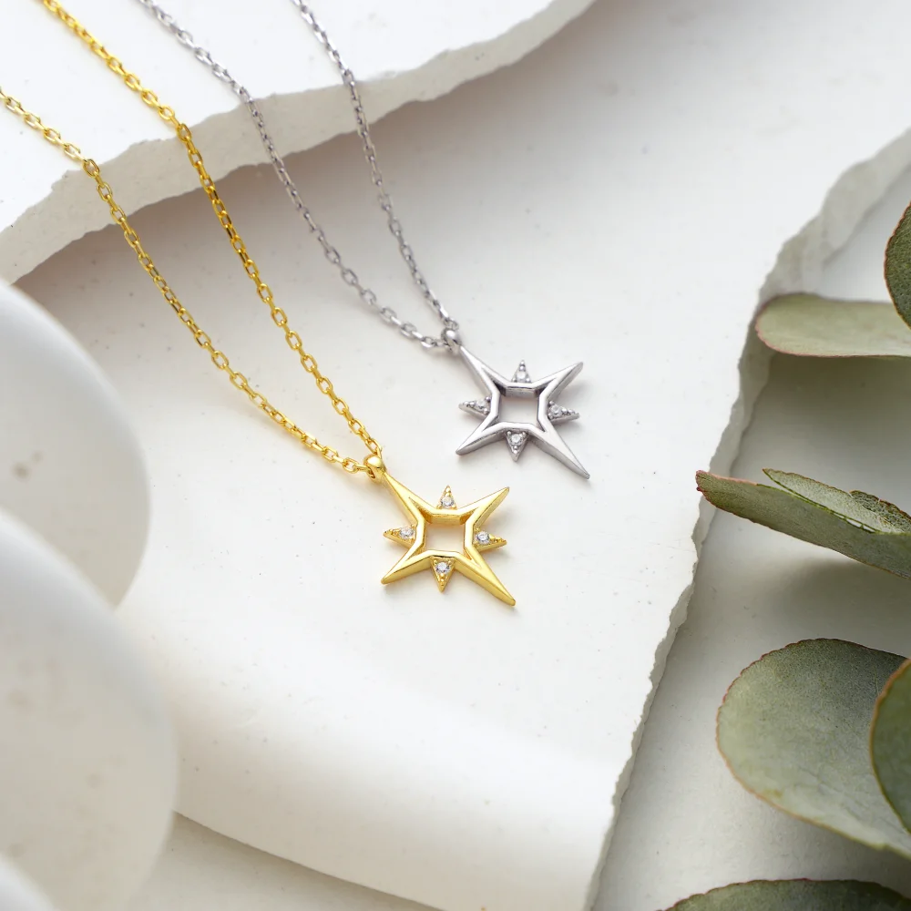 925 Ayar Gümüş Parlayan Yıldız Kolye