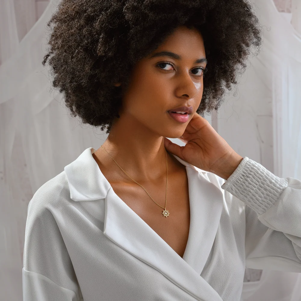 925 Ayar Gümüş Parlayan Yıldız Kolye