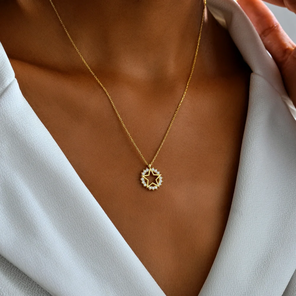 925 Ayar Gümüş Parlayan Yıldız Kolye